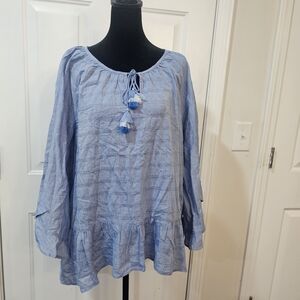 Matilda Jane Light Blue boho Blouse Dream Chasers Size Medium